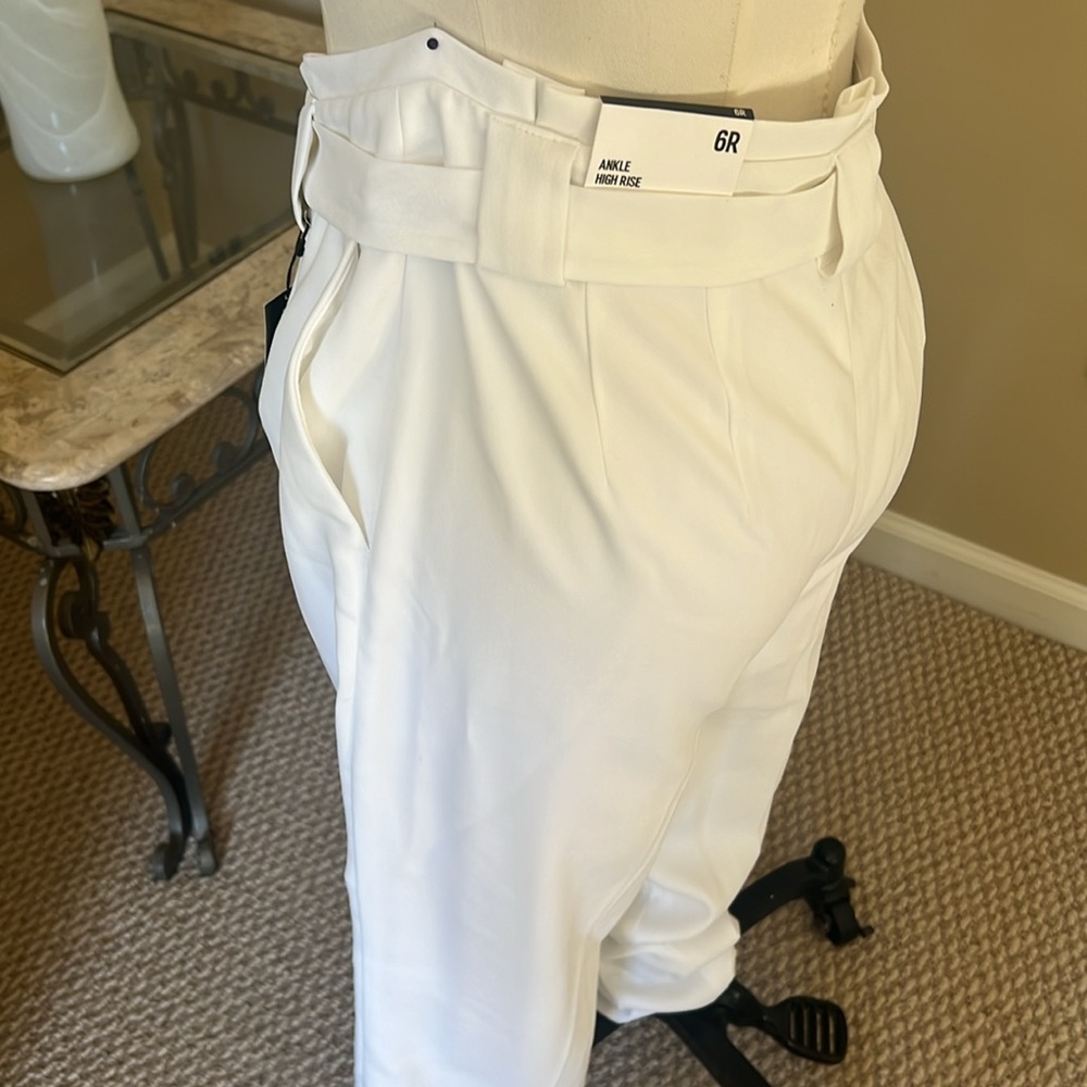 EXPRESS white ANKLE HIGH RISE pants SIZE 6 R - Picture 5 of 9